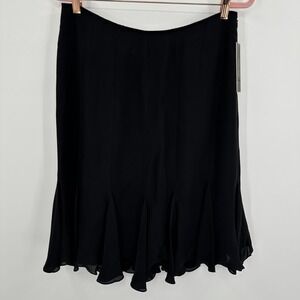 Teri Jon Skirt Womens 12 Black 100% Silk‎ Flounce Hem Dressy Formal New